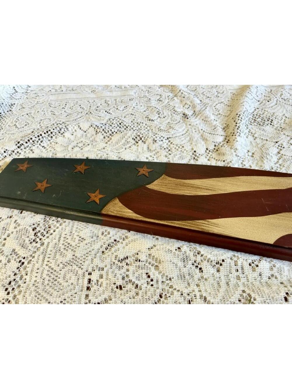 Handmade Wooden American Flag Wall Decor Above the Door